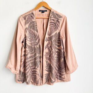French Connection Nude Beige Pink Beaded open Front Blazer 10